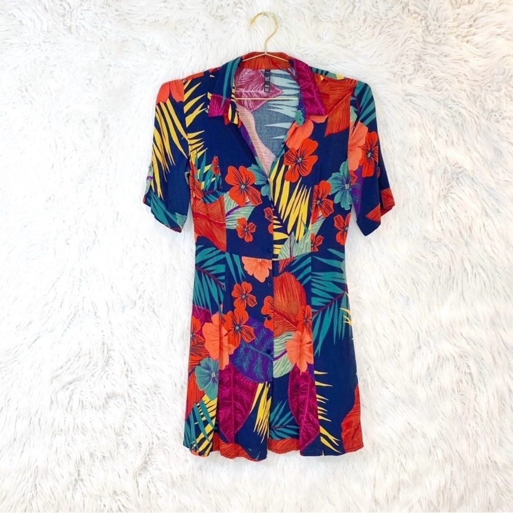 Zara tropical print shirt dress